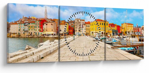 Obraz - Stare istryjskie miasto Poreč, Chorwacja (z zegarem) (90x30 cm)