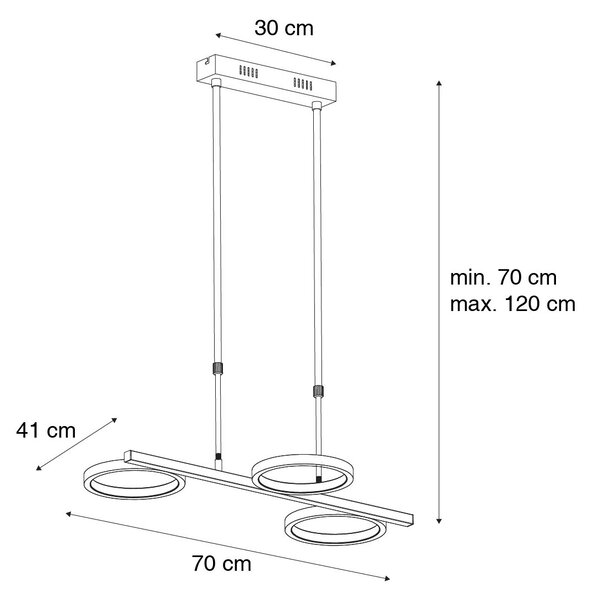 Nowoczesna lampa wisząca czarna z LED 3-stopniowy ściemniacz 3-światła - Vivé