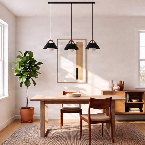 Lampa wisząca Funda Luminex, możliwość ściemniania, czarny, salon / jadalnia, metal, skandynawski