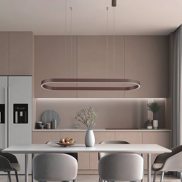 Inteligentna lampa wisząca Melinay Lucande, możliwość ściemniania, brązowy / rdzawy, salon / jadalnia, aluminium, nowoczesny
