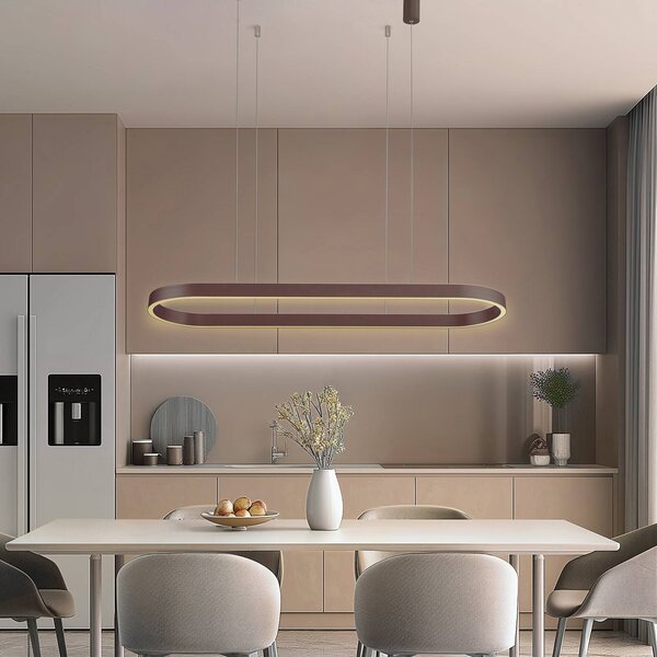 Inteligentna lampa wisząca Melinay Lucande, możliwość ściemniania, brązowy / rdzawy, salon / jadalnia, aluminium, nowoczesny