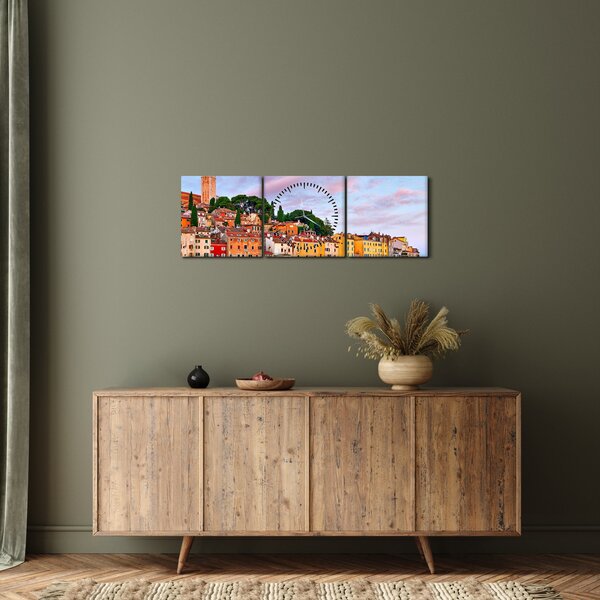 Obraz - Rovinj, Chorwacja (z zegarem) (90x30 cm)