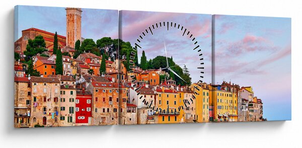 Obraz - Rovinj, Chorwacja (z zegarem) (90x30 cm)