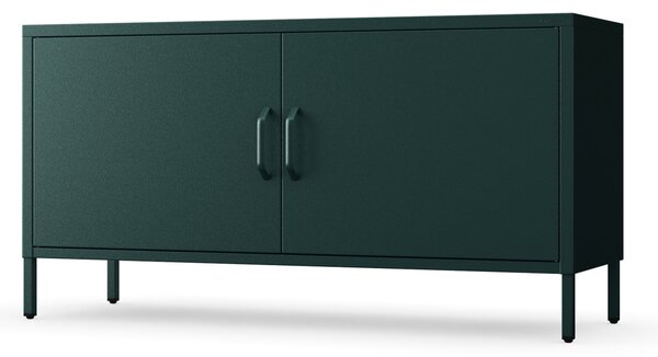 Szafka RTV metalowa na nóżkach butelkowa zieleń, 1150x595x400 mm: ROSA Modern