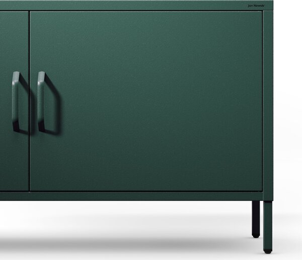 Szafka RTV metalowa na nóżkach butelkowa zieleń, 1150x595x400 mm: ROSA Modern