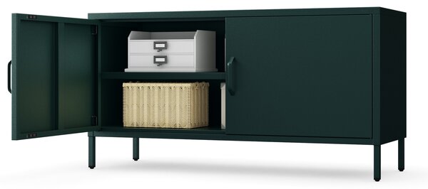 Szafka RTV metalowa na nóżkach butelkowa zieleń, 1150x595x400 mm: ROSA Modern