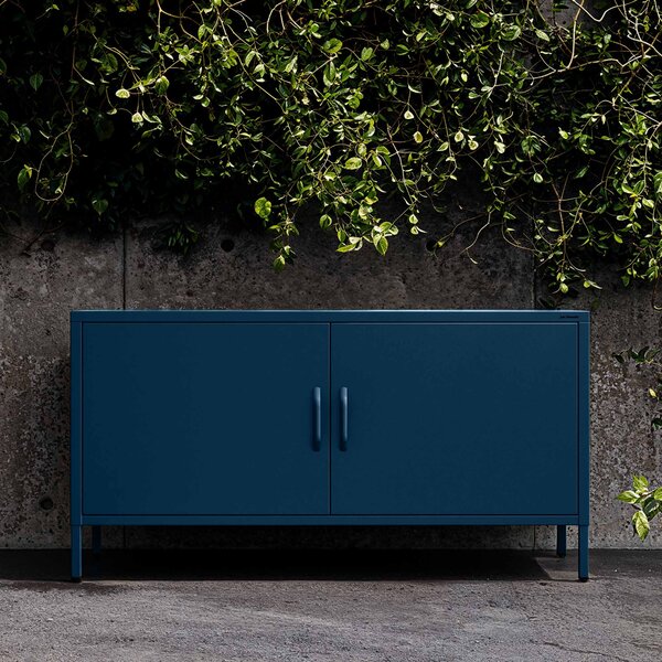 Szafka RTV metalowa na nóżkach granatowa, 1150x595x400 mm: ROSA Modern