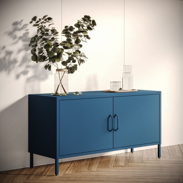 Szafka RTV metalowa na nóżkach granatowa, 1150x595x400 mm: ROSA Modern