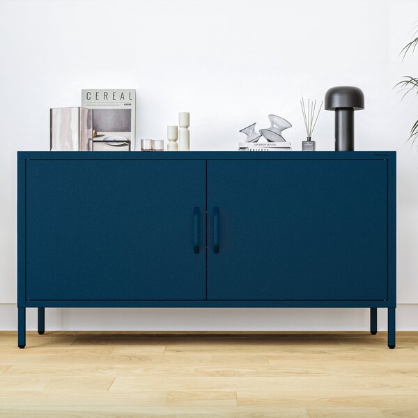 Szafka RTV metalowa na nóżkach granatowa, 1150x595x400 mm: ROSA Modern
