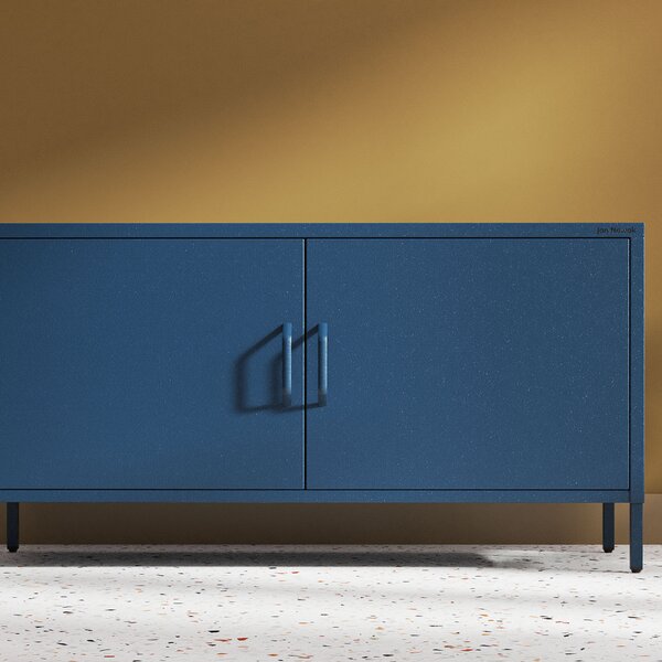 Szafka RTV metalowa na nóżkach granatowa, 1150x595x400 mm: ROSA Modern
