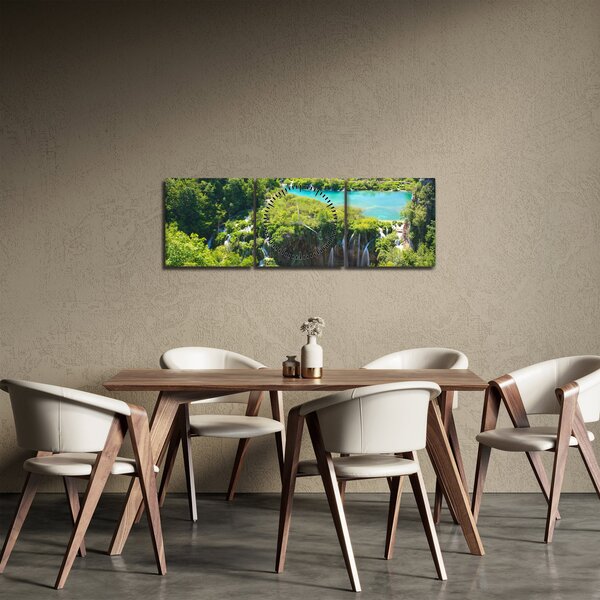 Obraz - Wodospady (z zegarem) (90x30 cm)