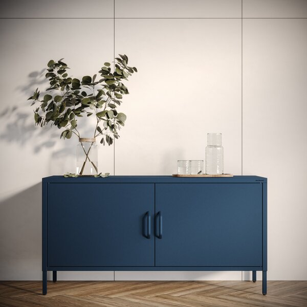 Szafka RTV metalowa na nóżkach granatowa, 1150x595x400 mm: ROSA Modern