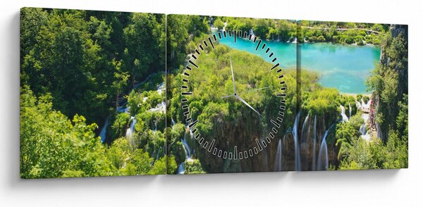 Obraz - Wodospady (z zegarem) (90x30 cm)