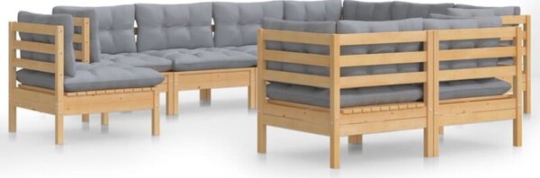Zestaw Mebli Ogrodowych Komplet Wypoczynkowy Z Poduszkami 9-Częściowy Drewno Na Taras Balkon Ogród