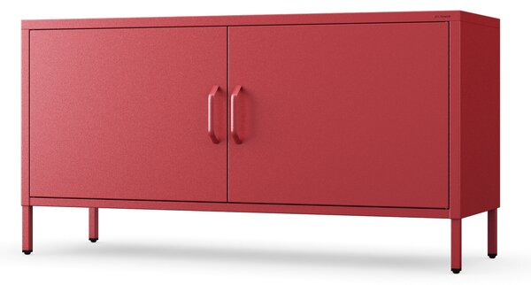 Szafka RTV metalowa na nóżkach czerwona, 1150x595x400 mm: ROSA Modern
