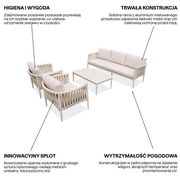 Zestaw wypoczynkowy do ogrodu MONZA Caffe Beige - FURRORE