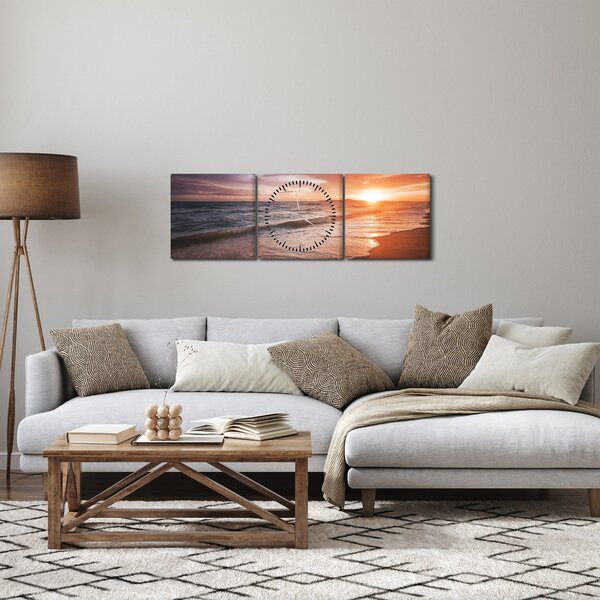 Obraz - Zachód słońca w Tajlandii (z zegarem) (90x30 cm)