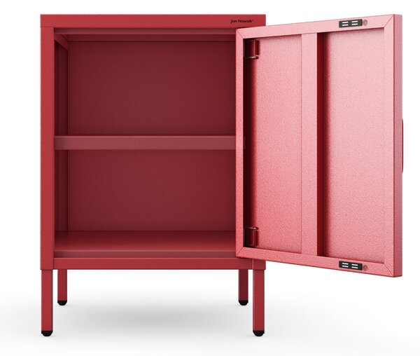 Szafka nocna metalowa na nóżkach czerwona, 424x595x400 mm: MIA Modern