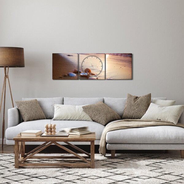 Obraz - Małże (z zegarem) (90x30 cm)