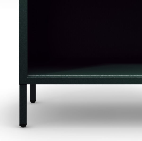 Niski regał metalowy butelkowa zieleń Modern LUCA, 1000 x 900 x 350 mm