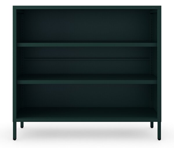 Niski regał metalowy butelkowa zieleń Modern LUCA, 1000 x 900 x 350 mm