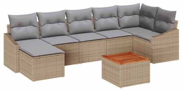 Zestaw Mebli Ogrodowych Komplet Wypoczynkowy Z Poduszkami 8-Częściowy Beżowy Rattan Na Taras Balkon Ogród