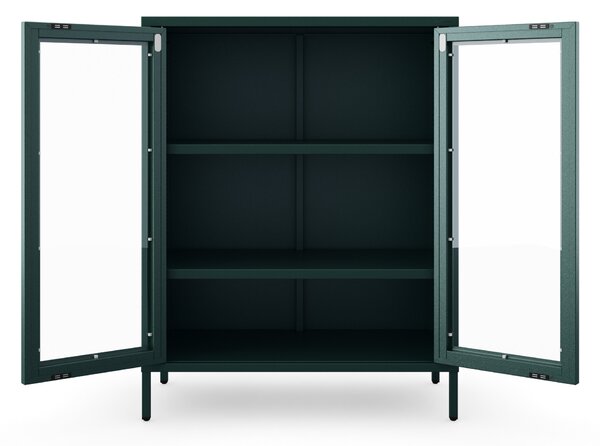 Witryna przeszklona niska butelkowa zieleń: Modern GINA, 800 x 1015 x 400 mm