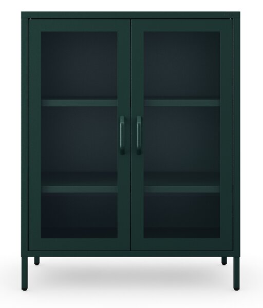 Witryna przeszklona niska butelkowa zieleń: Modern GINA, 800 x 1015 x 400 mm