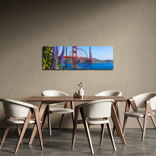 Obraz - Most Golden Gate, San Francisco (z zegarem) (90x30 cm)