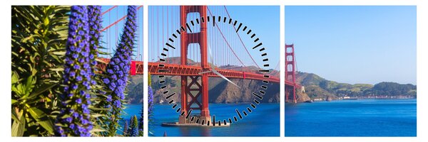 Obraz - Most Golden Gate, San Francisco (z zegarem) (90x30 cm)