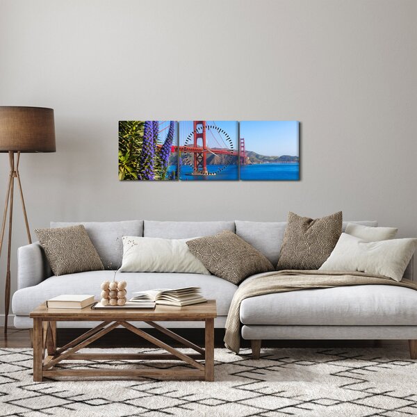 Obraz - Most Golden Gate, San Francisco (z zegarem) (90x30 cm)