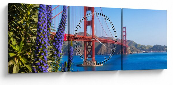 Obraz - Most Golden Gate, San Francisco (z zegarem) (90x30 cm)