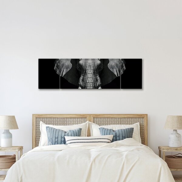 Obraz - Słoń na czarnym tle (170x50 cm)