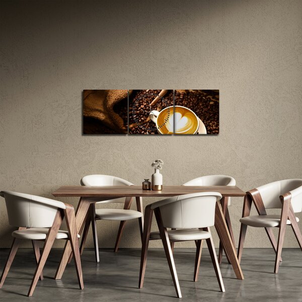 Obraz - Filiżanka kawy (z zegarem) (90x30 cm)
