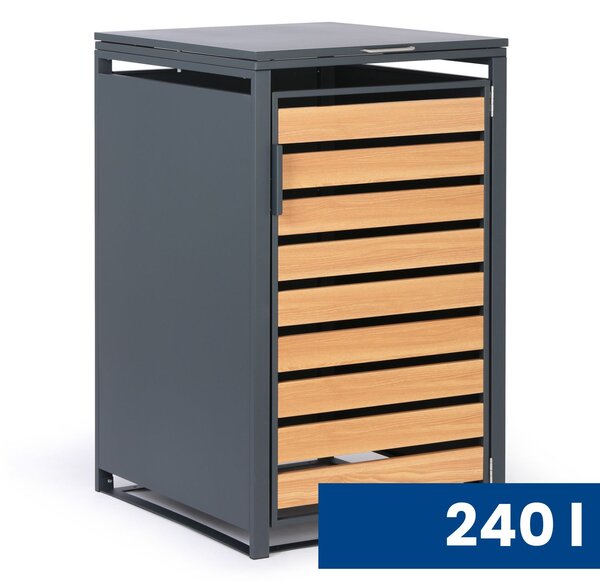 Wiata na pojemnik na odpady 240 l, 1160 x 695 x 800 mm, dekor drewna