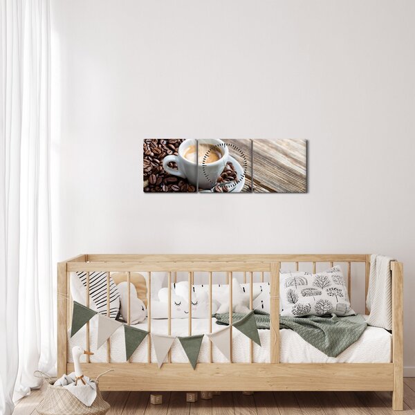 Obraz - Espresso (z zegarem) (90x30 cm)