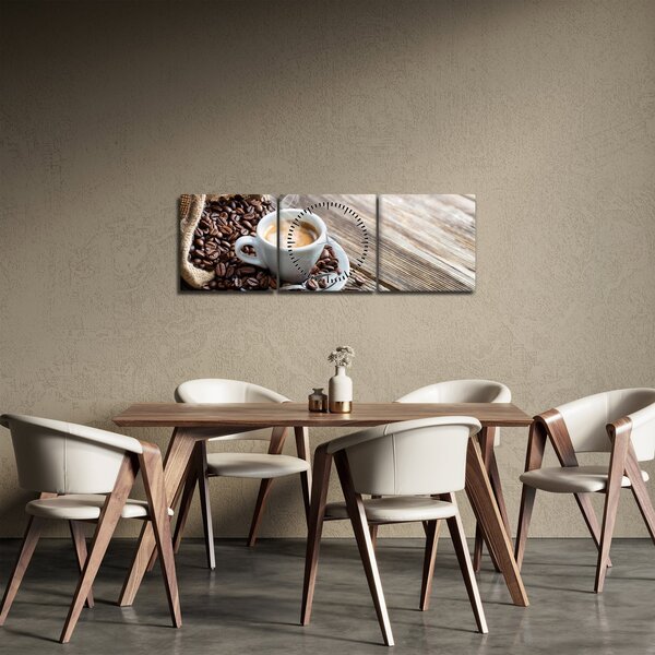 Obraz - Espresso (z zegarem) (90x30 cm)