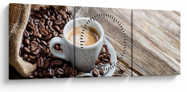 Obraz - Espresso (z zegarem) (90x30 cm)