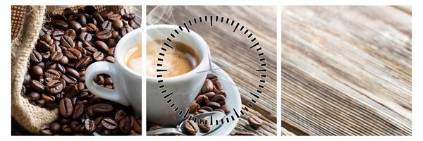 Obraz - Espresso (z zegarem) (90x30 cm)