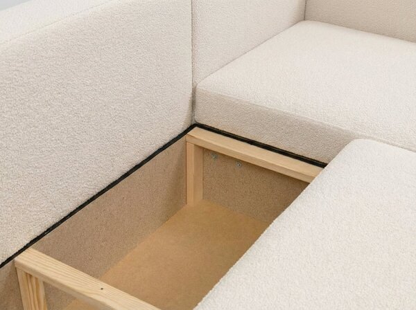 Rozkładana sofa narożna w kształcie U SMART BOUCLE 303x143 cm, szarobeżowa