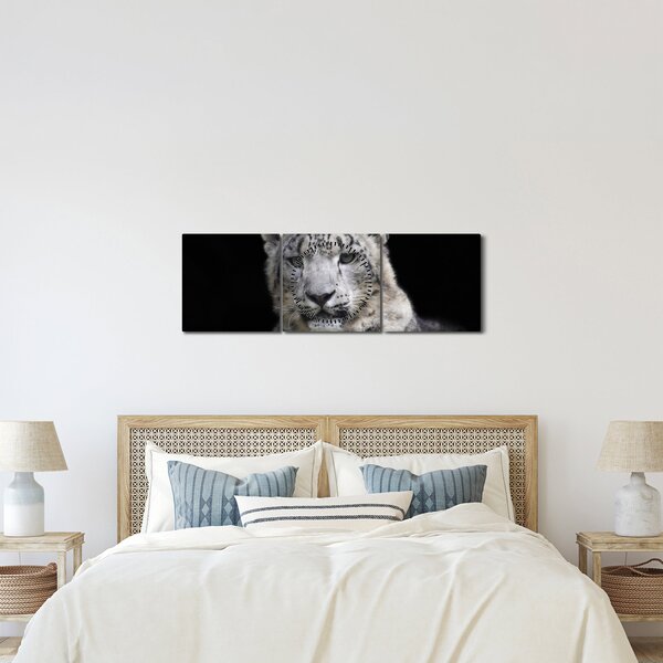 Obraz - Snow Leopard (z zegarem) (90x30 cm)