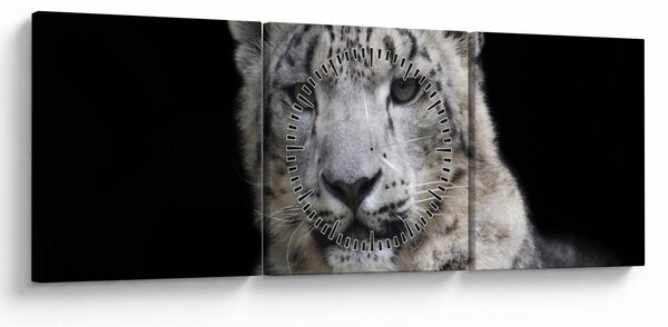 Obraz - Snow Leopard (z zegarem) (90x30 cm)