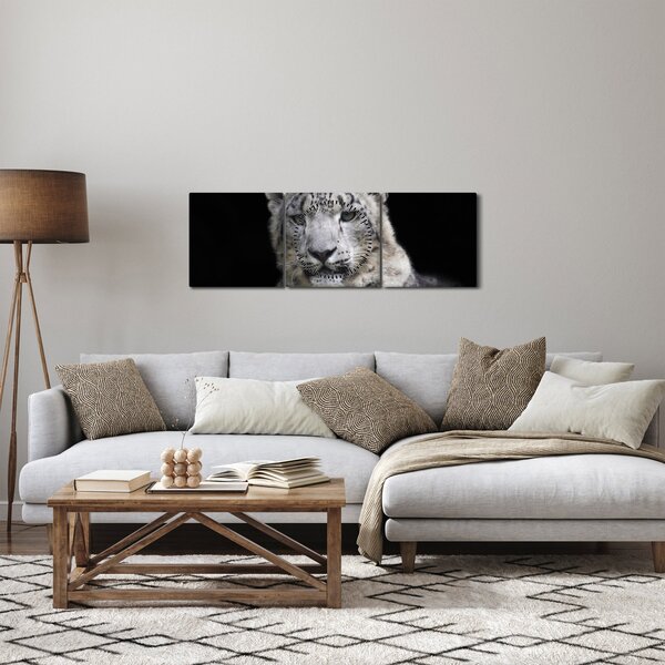 Obraz - Snow Leopard (z zegarem) (90x30 cm)