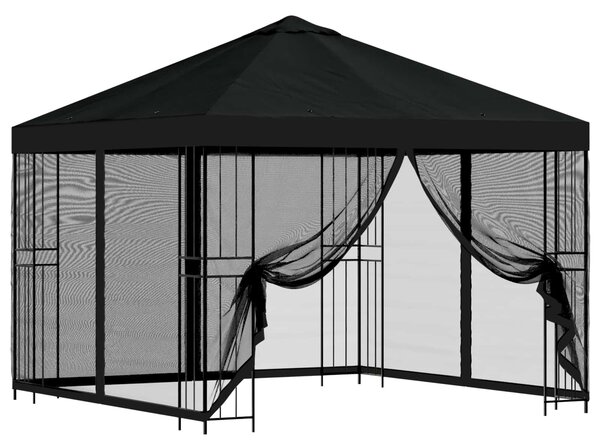 Altana ogrodowa ze ścianami bocznymi 3 x 3 m Czarny