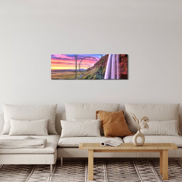 Obraz - Wodospad Seljalandsfoss (z zegarem) (90x30 cm)