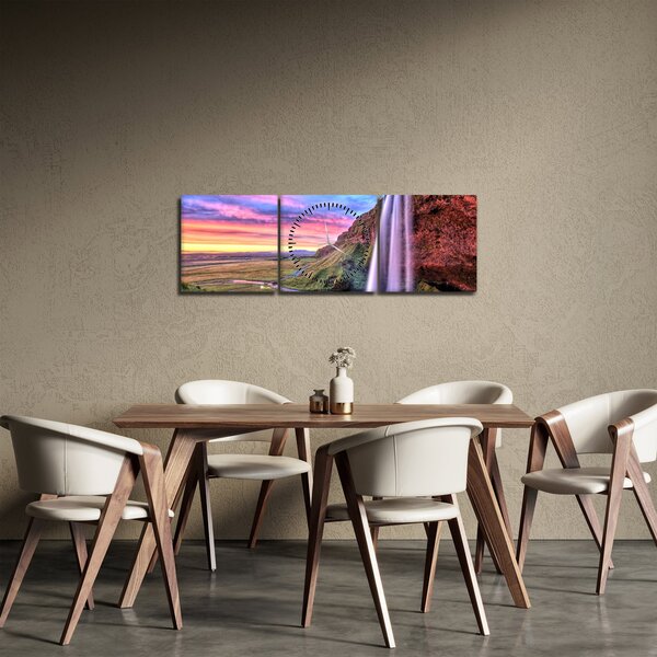 Obraz - Wodospad Seljalandsfoss (z zegarem) (90x30 cm)