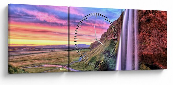 Obraz - Wodospad Seljalandsfoss (z zegarem) (90x30 cm)