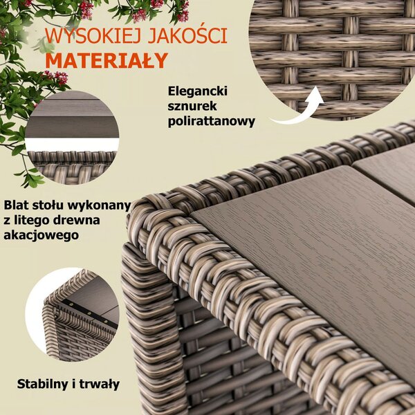 Stolik pomocniczy polirattanowy ROCCO, 40x45x45cm, kremowy Casaria