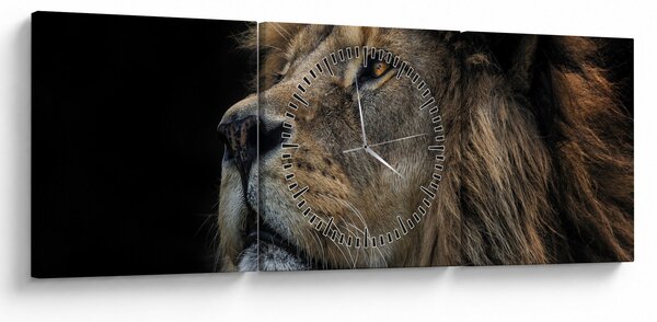 Obraz - Majestatyczny lew (z zegarem) (90x30 cm)