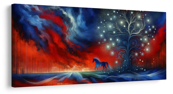 Obraz magiczne drzewo życia z koniem